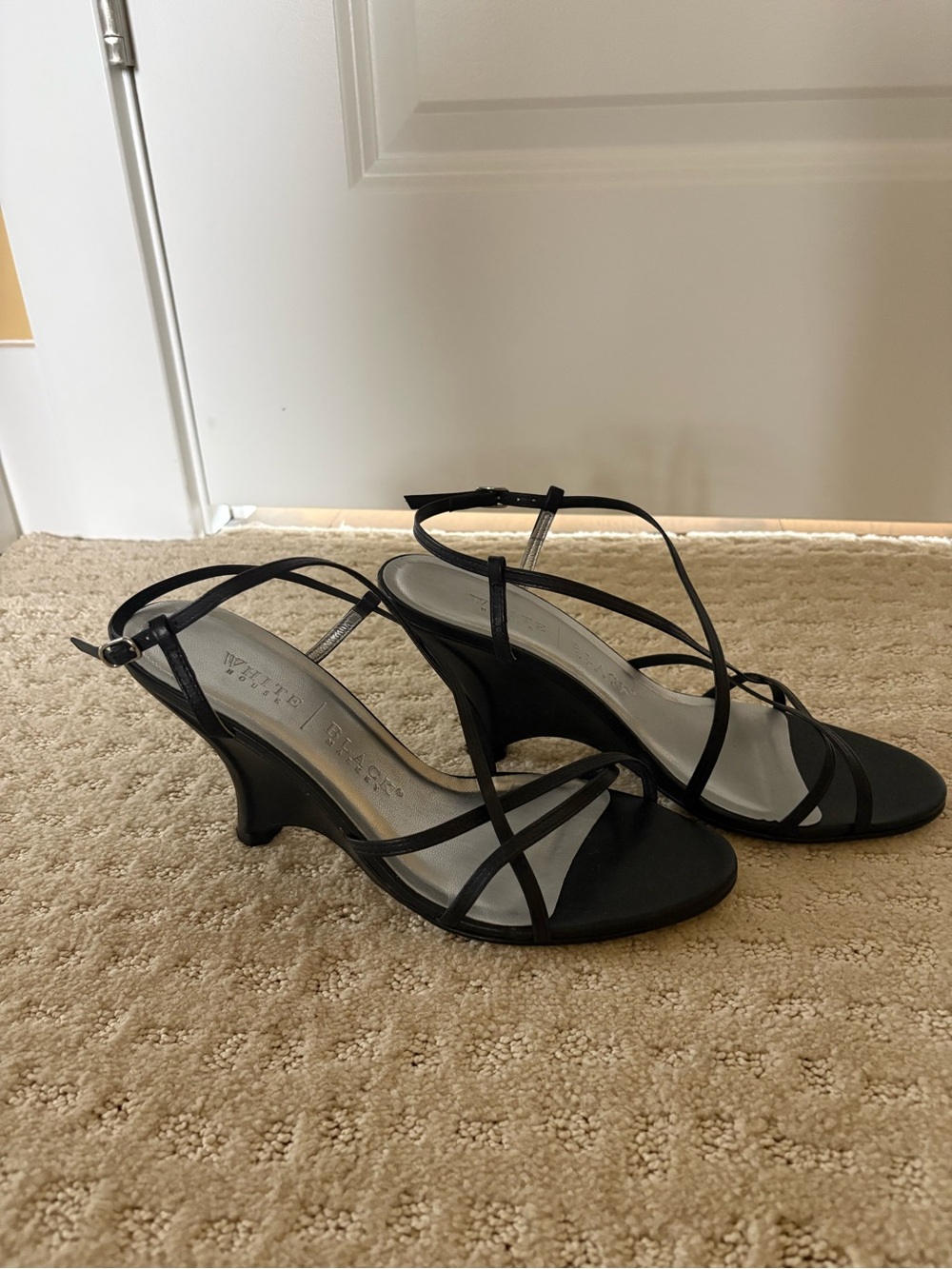 Women's Black Strappy Mid-Heel Sandals, White House Black Market, Sz 10